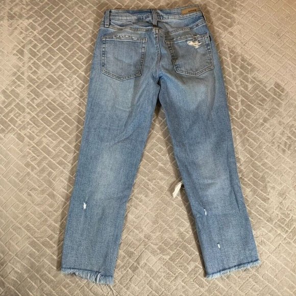 Garage Womens 00 Denim Jeans Blue Ankle Straight Distressed Light Wash Low Rise - Picture 10 of 12